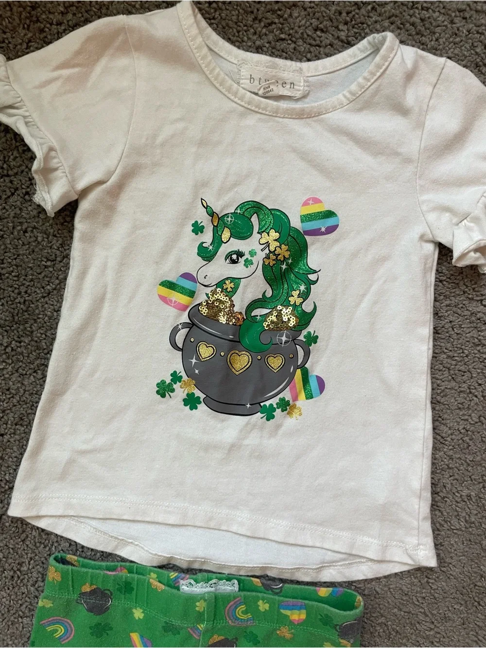 St. Patricks Day Unicorn Top/Leggings Set